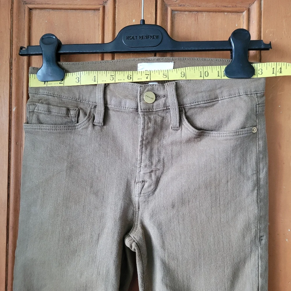 Frame le Skinny de Jeanne Jeans In Surplus Olive Green  size 27 - Picture 10 of 16